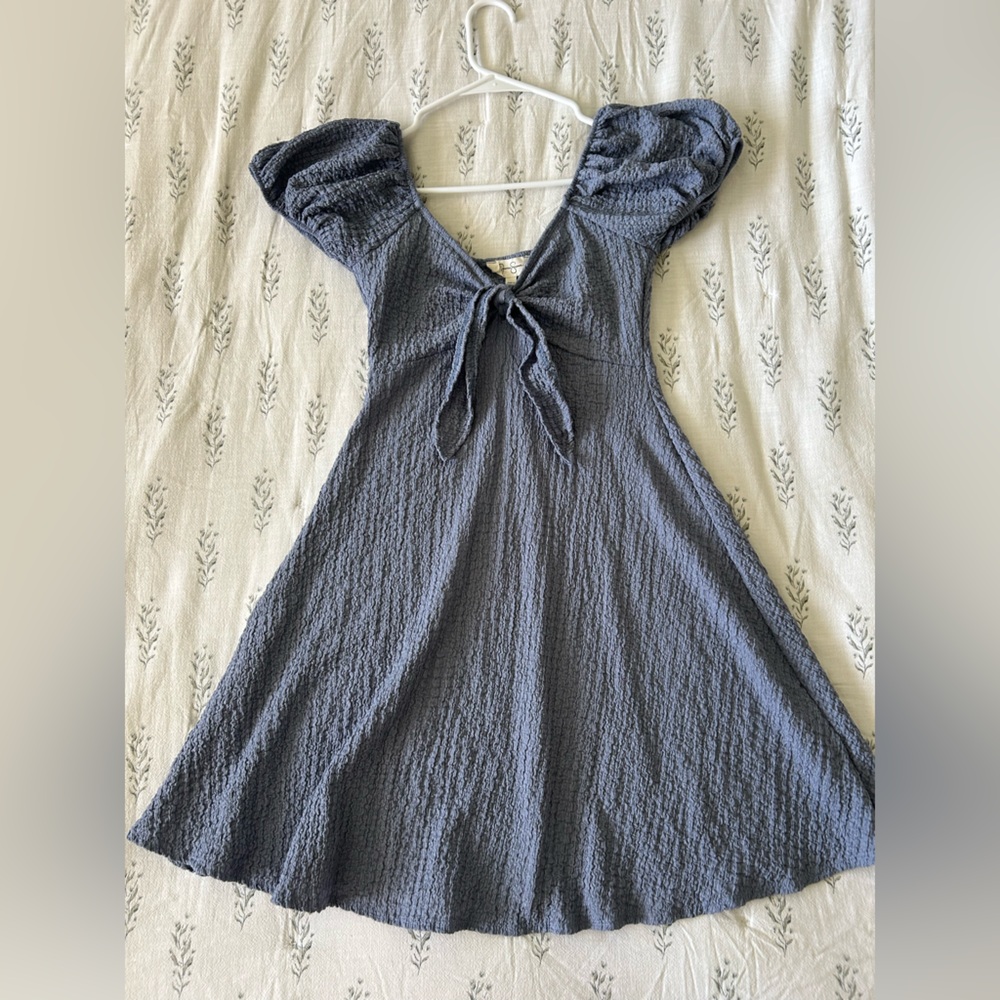 Chic Purple Puff Sleeve Dress